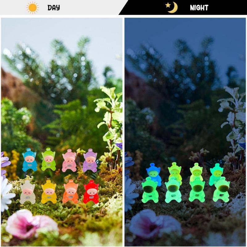 Product Introduction of Random Color Cute Cartoon Design Miniature Ornament, 10/30pcs Luminous Miniature Ornament, DIY Decoration Accessories for Home & Garden & Car 8