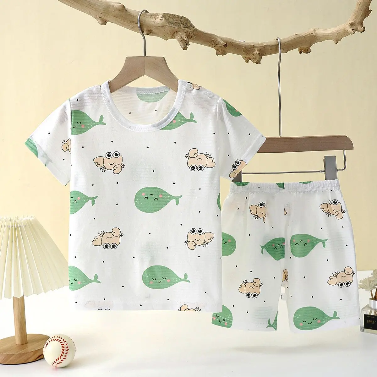 Bộ Đồ Ngủ Trẻ Em, Cho Bé Trai Và Bé Gái, Quần Áo Điều Hòa Không Khí, Bộ Đồ Mặc Nhà, Mỏng Và Ngầu, Được Làm Bằng Cotton Nguyên Chất, Thích Hợp Cho Mùa Xuân Và Mùa Hè, [Khách Hàng Lặp Lại Hơn 1,000]