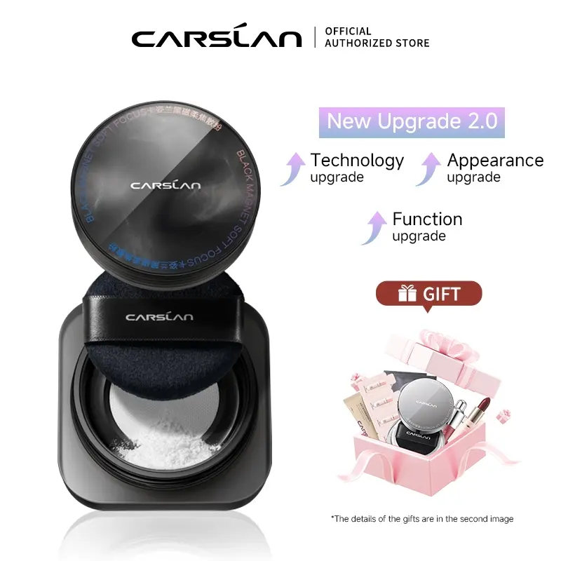 Carslan 2.0 Waterproof Loose Setting Powder with Puff, Oil Control, 24H Wearing makeup 8g Acne Foundation scraping