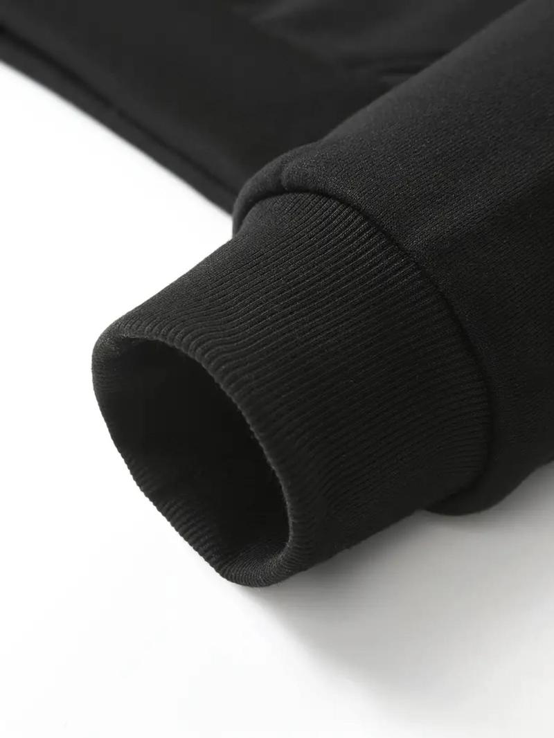 Product Introduction of Men's Solid   Pocket Hoodie & Drawstring Waist Sweatpants Two-piece Set, Regular Fit Casual Fashion Cozy Breathable Men Two-piece Outfits for Spring & Fall 5