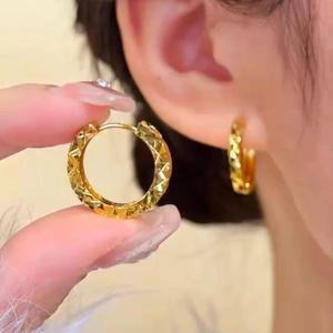 ต่างหูเข็มเงิน S925 หินเหลืองบดประกาย ดีไซน์คลิปหนีบหูทันสมัย สง่างามระดับไฮเอนด์ ใส่ได้ทุกโอกาส