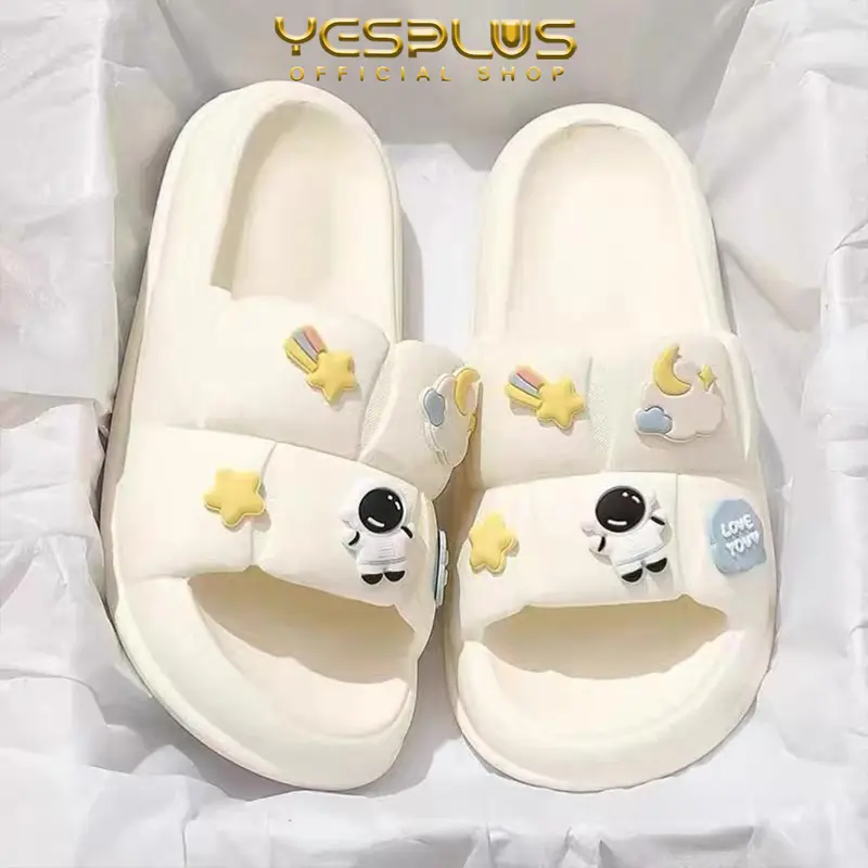 [YESPLUS] 2255-2 Sandal Selop Jelly Wanita Motif Astronot Import PVC Sendal Luar Ruang Hitam 6