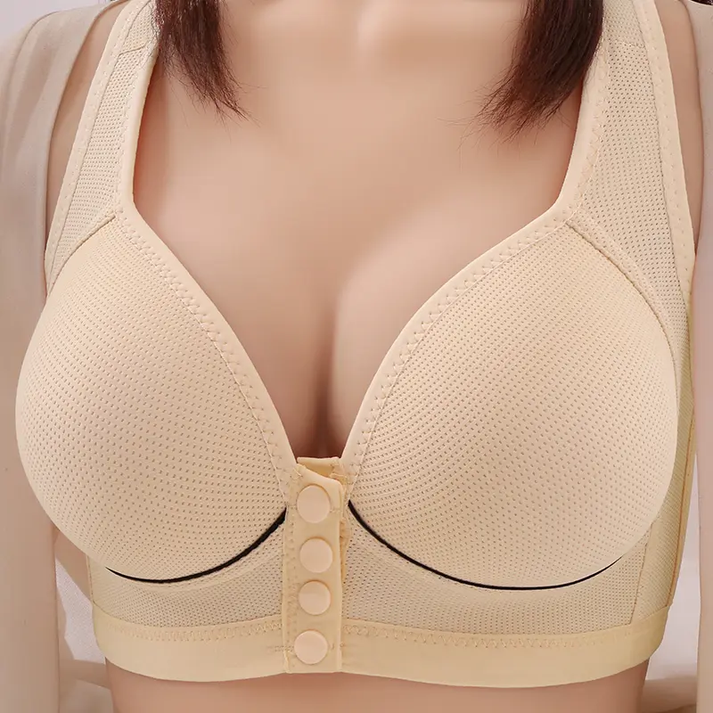 Áo Ngực Cao Cấp, Cúp Cố Định Khóa Trước, Mỏng, Ngoại Cỡ, Kiểu Đẩy Lên, Thoáng Khí, Thích Hợp Cho Mẹ, Đồ Lót Không Gọng 1