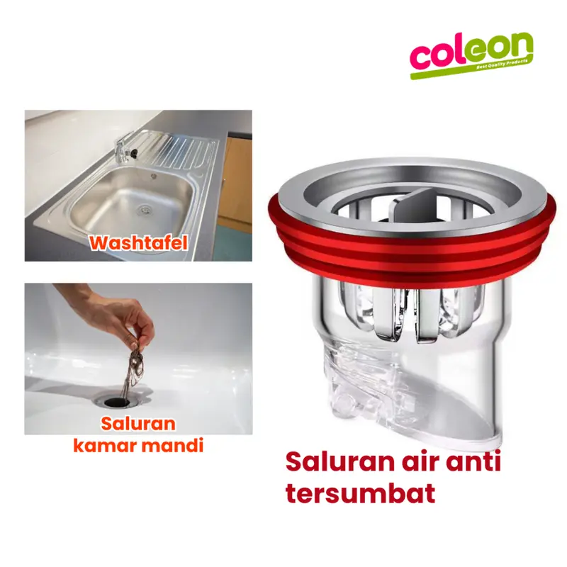 TSM Penutup Saluran Air Kamar Mandi Anti Bau & Serangga – Stainless Steel Tahan Lama Wastafel 1
