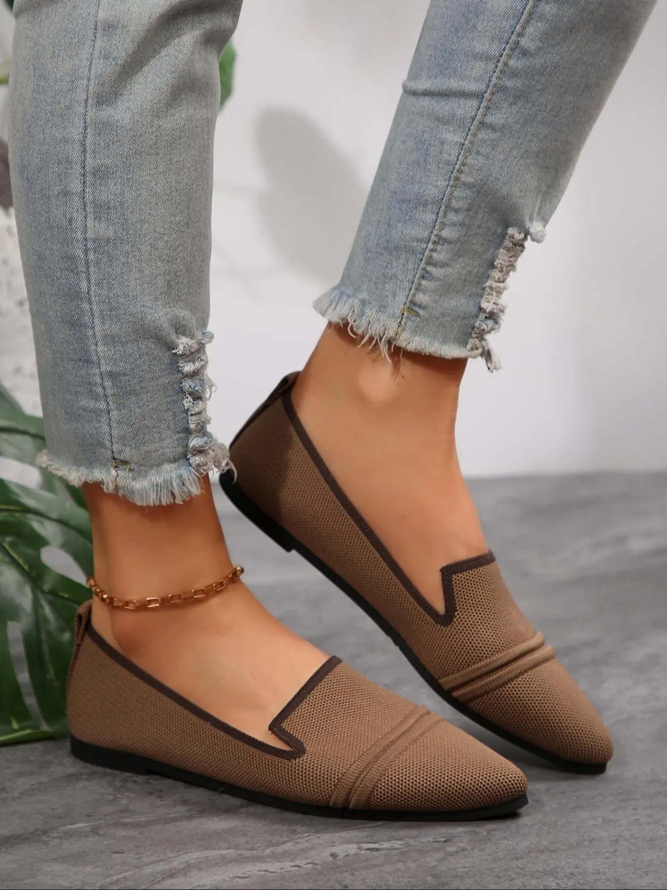 Women's Fashionable Solid Color Slip on Flats, Casual Comfortable Breathable Flat Shoes, Lightweight Breathable Shoes for Daily Wear, Girl
