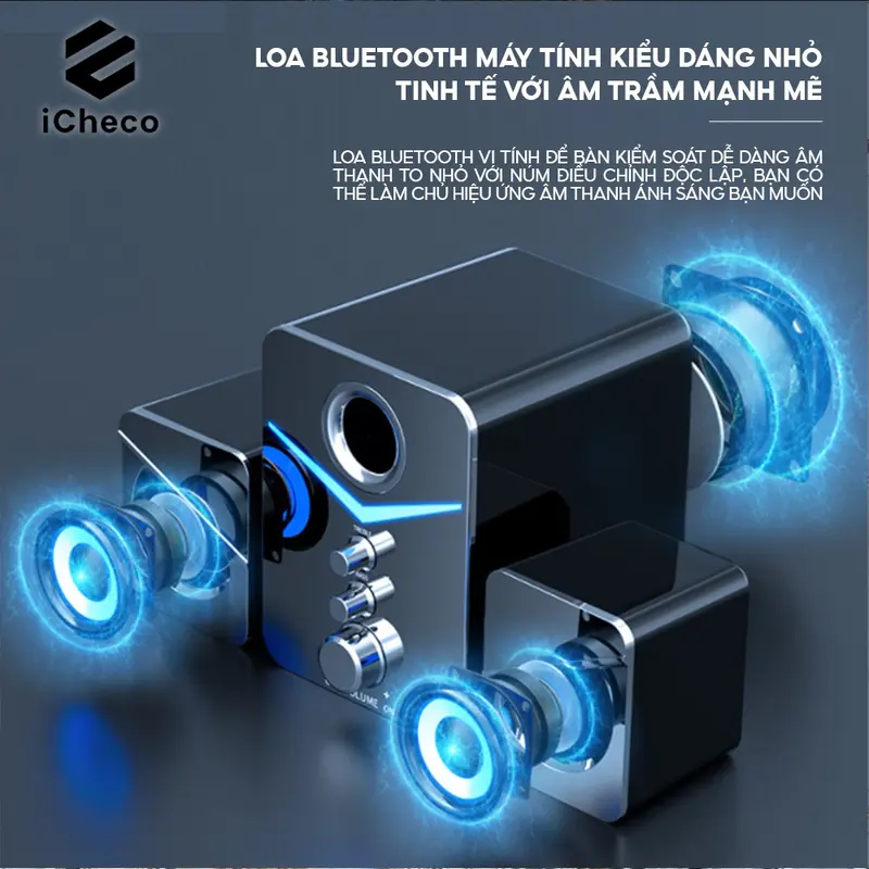 Loa máy tính để bàn kết nối với laptop vi tính điện thoại Bass cực đã LED cực ngầu D-221 Màu đen  Bluetooth  Nghe Nhạc 1