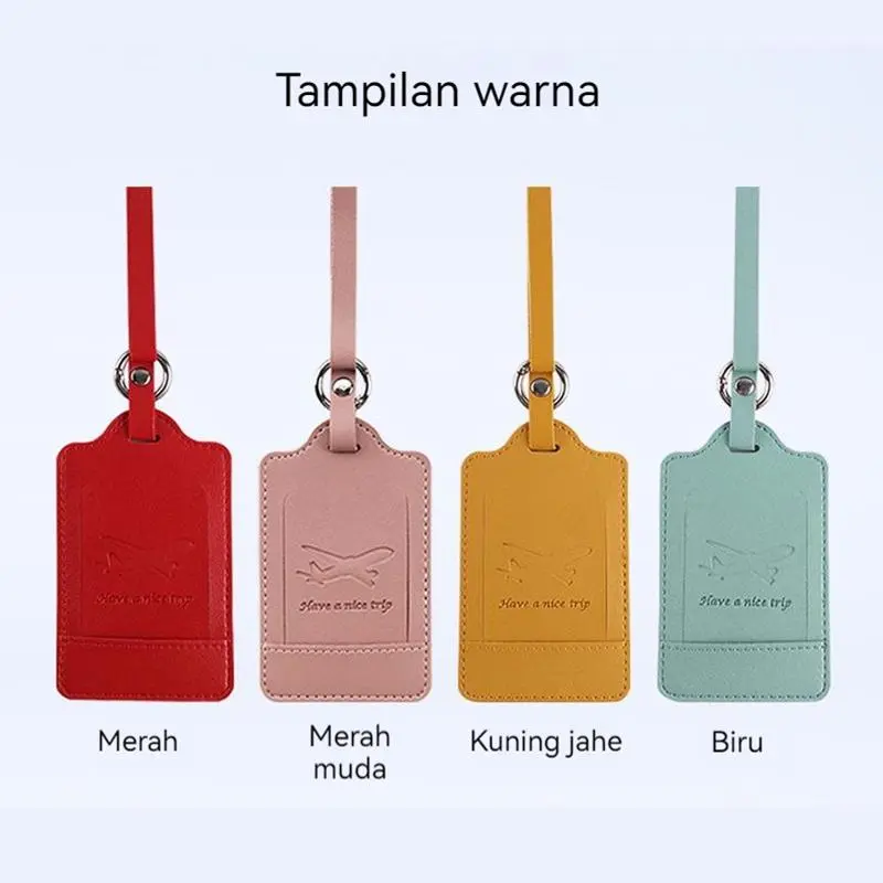 Bbambu Tag Label Koper Bagasi Gantungan Label Nama Tas Luggage Tag / Portable PU Kulit Bagasi Tag Koper Pengidentifikasi Label Bagasi Papan Tas Tag Nama ID Alamat pemegang Paspor Perjalanan Kartu 5