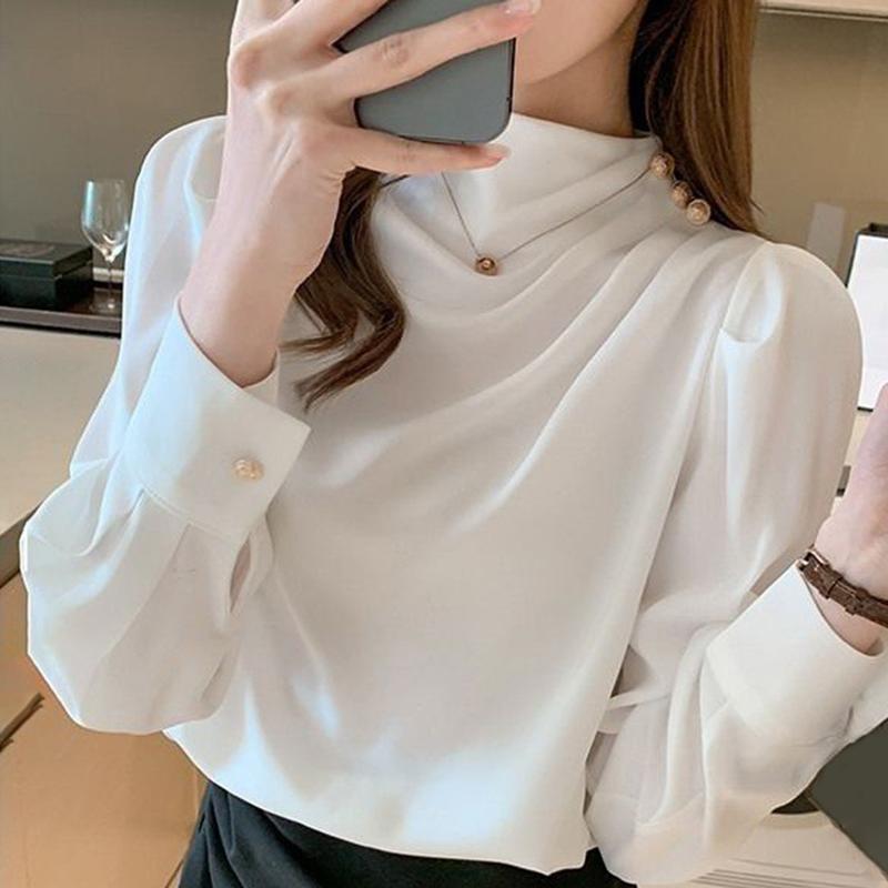 [LOY] Eye-catching Women Blouse Easy Match Polyester Loose Long Sleeve Women Pullover Top for Daily 7
