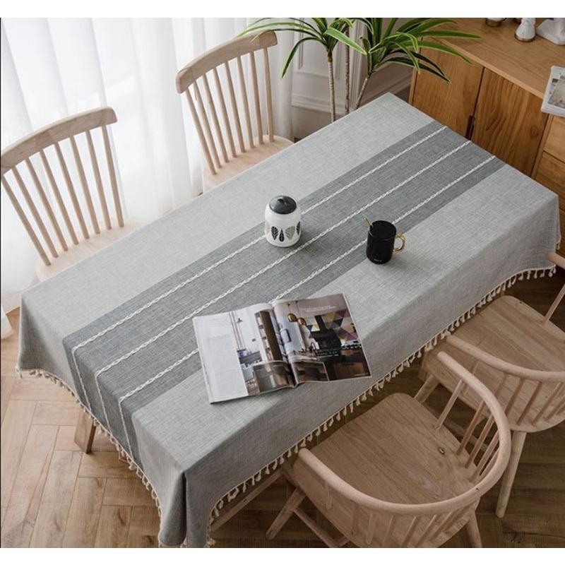 Product Introduction of Cotton Linen Tablecloth Table Cloth 8 Seaters Table Cloth Cover Aesthetic Waterproof Wrinkle Resistant Table Cover Soft Fabric Tablecloth with Tassels  Kitchen Dining Tablecloth Rectangular Cover 27