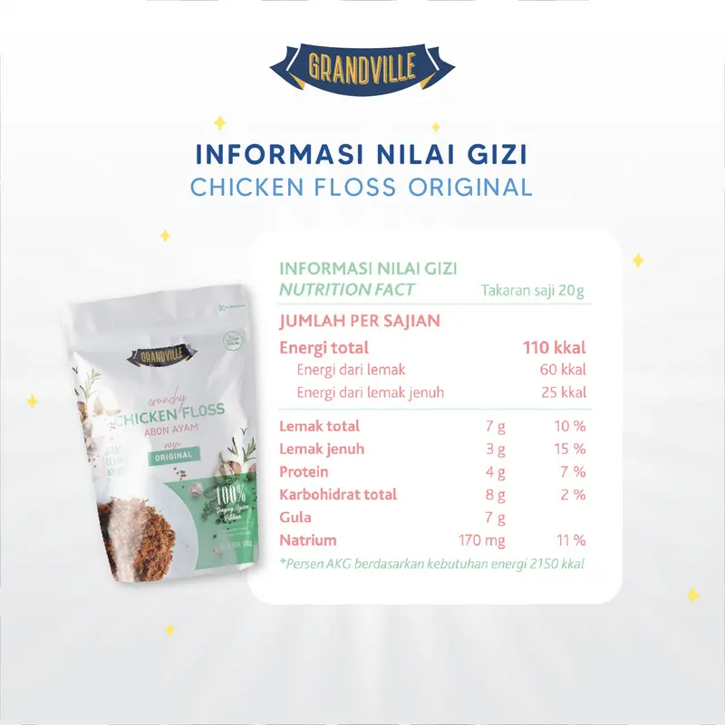 Grandville Abon Sapi, Ayam & Ikan Crunchy Trio Mix Pack - Non Msg Gluten Free 2