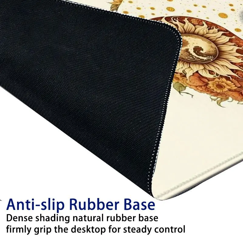 Sunflower Pattern Mouse Pad, Rectangle Gaming Mouse Pad, Office Desk Accessories, Non-Slip Rubber Base Stitched Edge Desk Pad for Home Office 7