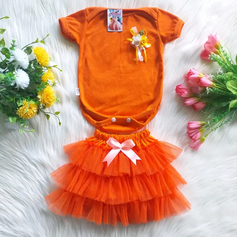 setelan jumpsuit dan rok tutu anak perempuan Lengan panjang 2
