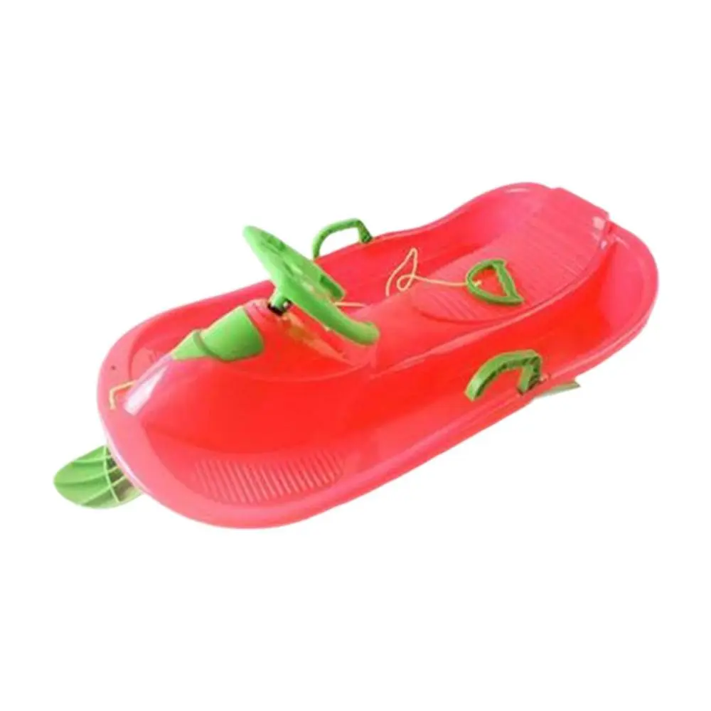 Snow Sled with Steering Wheel and Brake Portable Outdoor Unique for Downhill Versatile Ski Sled for Boys Kids Girls Children