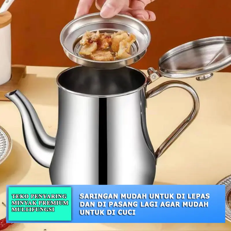 Teko Penyaring minyak /Gelas Teko Pot penyaring minyak /Teko air minum Stainless 2