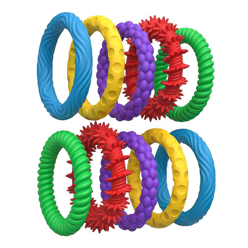 Product Introduction of Silicone Texture Decompression Toy, 5 Counts/set Colorful Fidget Toys, Sensory Texture Bracelet, Stress Relief Toy for Kids & Adults 7