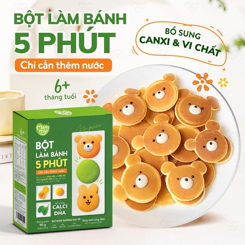 Bột làm bánh ăn dặm trộn sẵn Mămmy làm bữa phụ cho bé từ 6m bánh Crepe, Pancake, PannaCotta, Pudding và Bột làm váng sữa