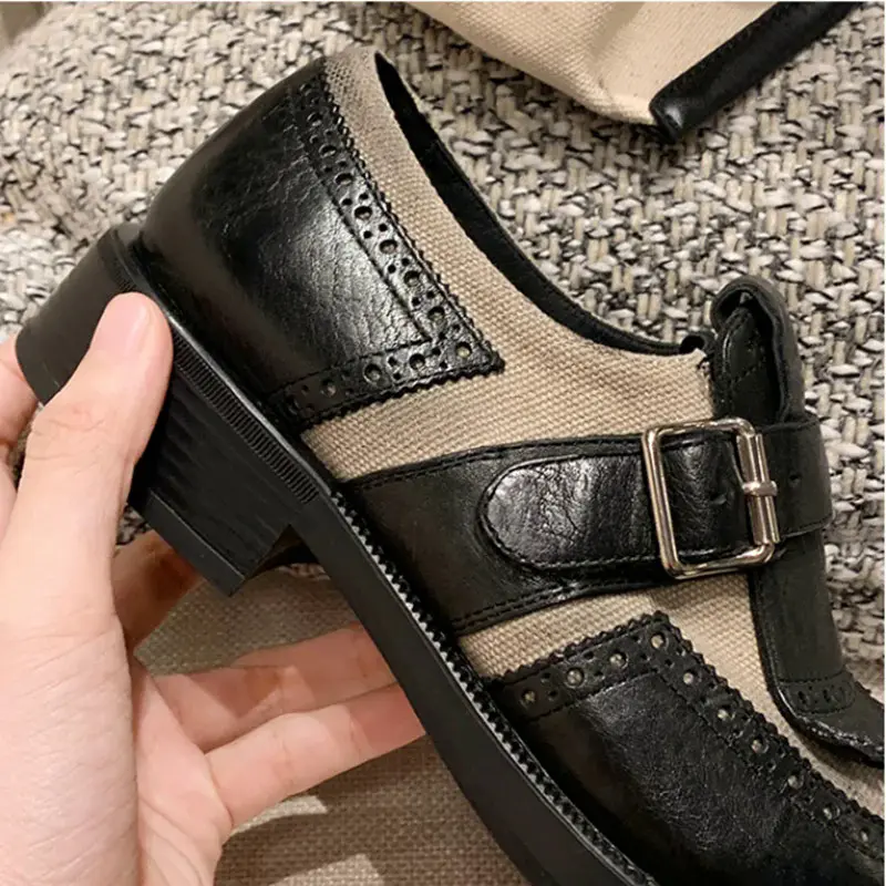 Giày Brogue cho phụ nữ, giày Oxford đế bằng cho phụ nữ, phong cách Anh Quốc, thiết kế cắt cổ điển, đế bằng, giày nữ Thường Ngày phong cách Cổ Điển giày Oxford Cổ Điển Shoes Women 4