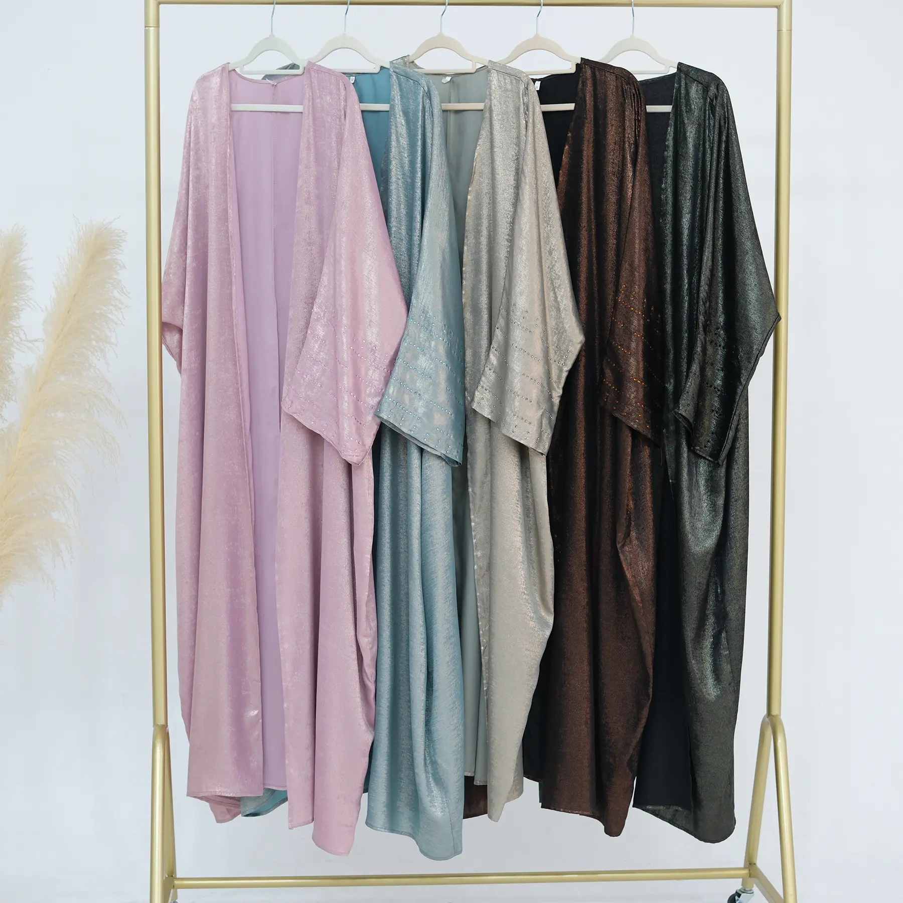 Fashion Shiny Abayas for Women Muslim Islam Clothing Ramadan Dress