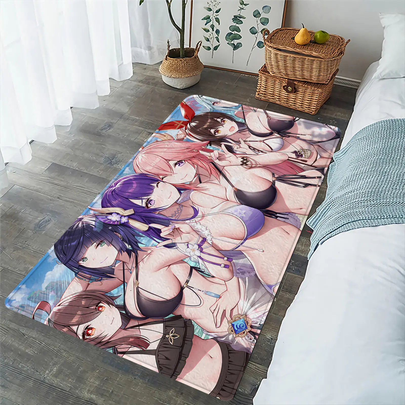 Thảm trải sàn, in họa tiết cô gái Anime, thảm trải sàn, phong cách Kawaii, chống trượt, thích hợp cho phòng Khách