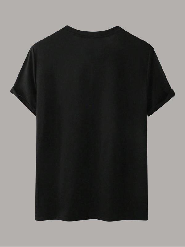 Men's Star Print Drop Shoulder Tee, Regular Fit Casual Half Sleeve Round Neck T-Shirt for Summer, Fashion Men's Top for Daily Wear 1