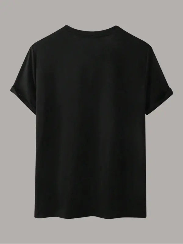 Men's Star Print Drop Shoulder Tee, Regular Fit Casual Half Sleeve Round Neck T-Shirt for Summer, Fashion Men's Top for Daily Wear 1