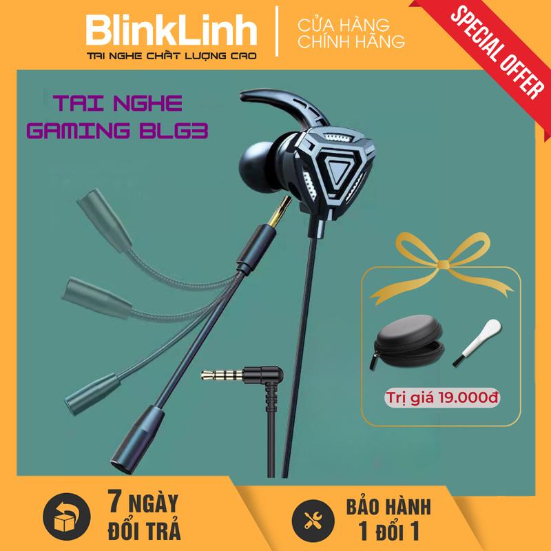 Tai nghe Gaming có mic rời 360 độ, jack 3.5 chữ L, 2 MIC, núm tai cao su Nhét Tai Nghe Nhạc, Earphone