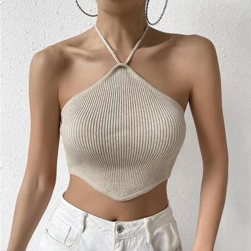 Women's Strapless Tie Knit Vest Top - Apricot 3