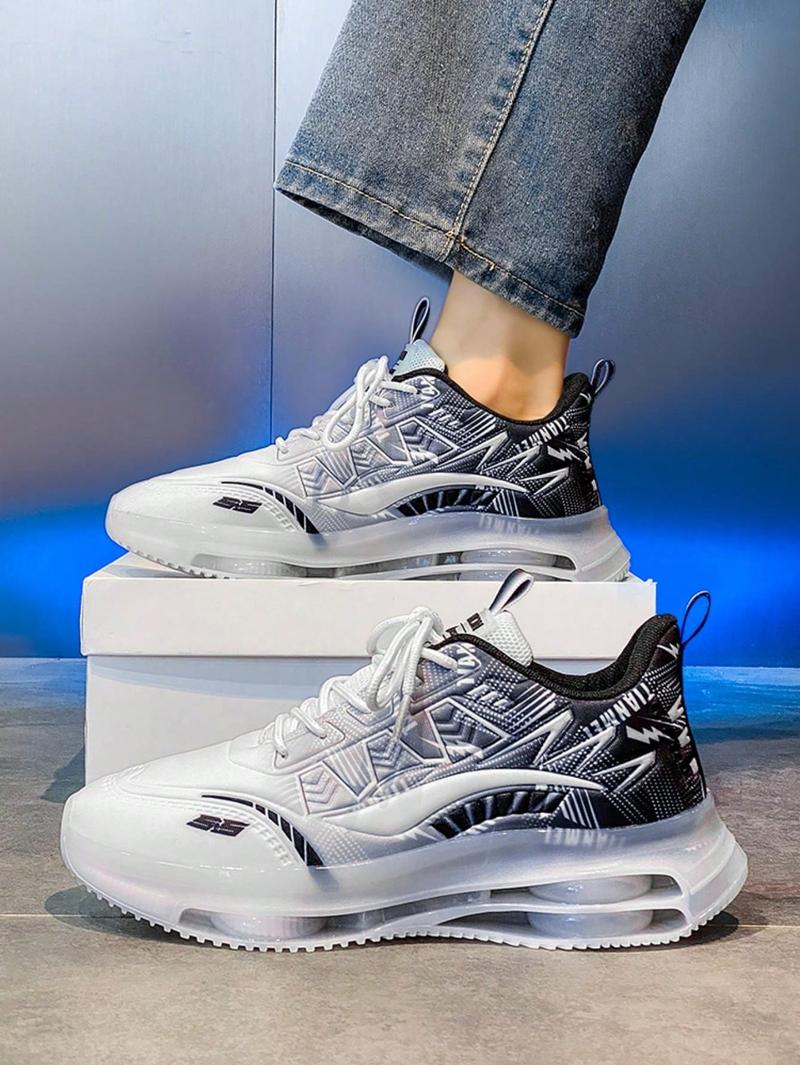 Product Introduction of Fashion Sneakers, Lightweight Sports Running Shoes, Anti-Slip Casual Walking Shoes, Shock Absorbing Athletic Shoes Valentines Training Closed Runner Trainer Boy Footwear Lace Black And White 19