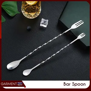 Sendok Garpu Ulir Bartender Panjang Teh Kopi 2 Sisi Mixing Spoon Pengaduk Cocktail Premium Import