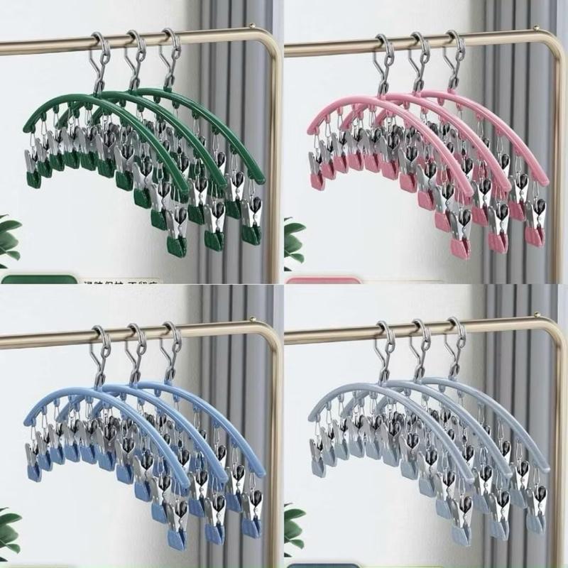Combo 3 chiếc móc vòm phơi đồ lót, tất vớ quần áo có khóa chống gió, chống trượt
