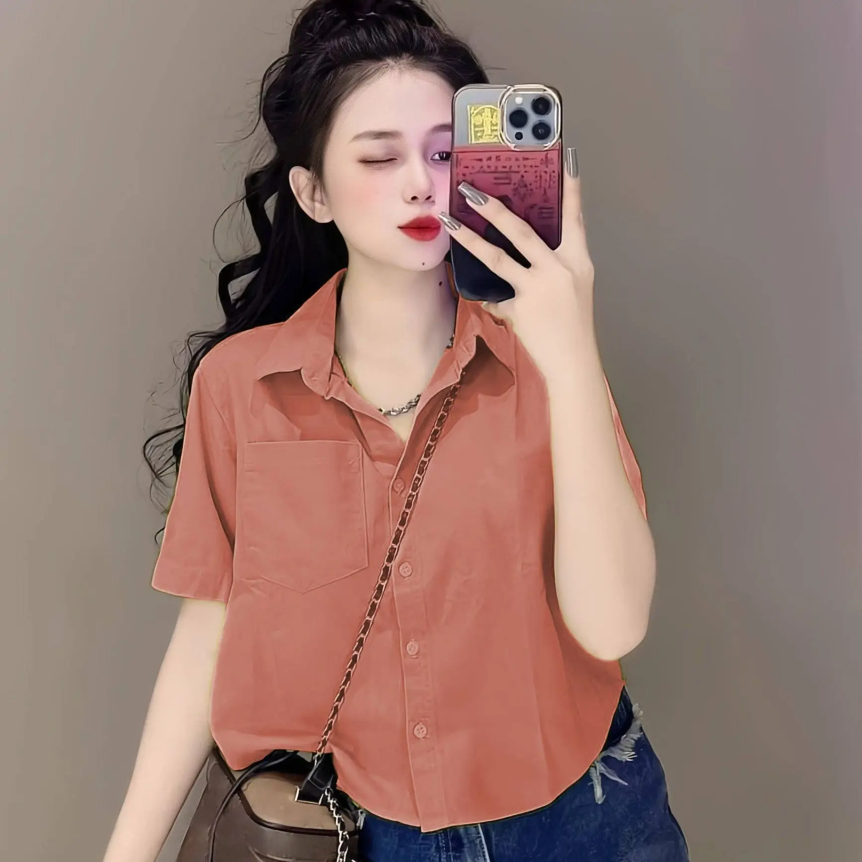 Áo Sơ Mi Nữ Tay Ngắn Form Rộng Nhiều Màu Áo Croptop Nữ Kiểu Sang Chảnh Thoải Mái Cho Bốn Mùa | BigBuy360 - bigbuy360.vn Áo Sơ Mi Nữ Tay Ngắn Form Rộng Nhiều Màu Áo Croptop Nữ Kiểu Sang Chảnh Thoải Mái Cho Bốn Mùa | BigBuy360 - bigbuy360.vn