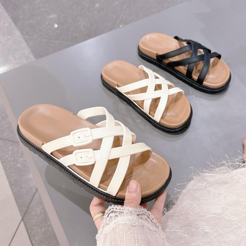 Product Introduction of Dép nữ đan dây khuy mới, dép nữ đế cao 3cm đế đúc cao su mang siêu êm 14