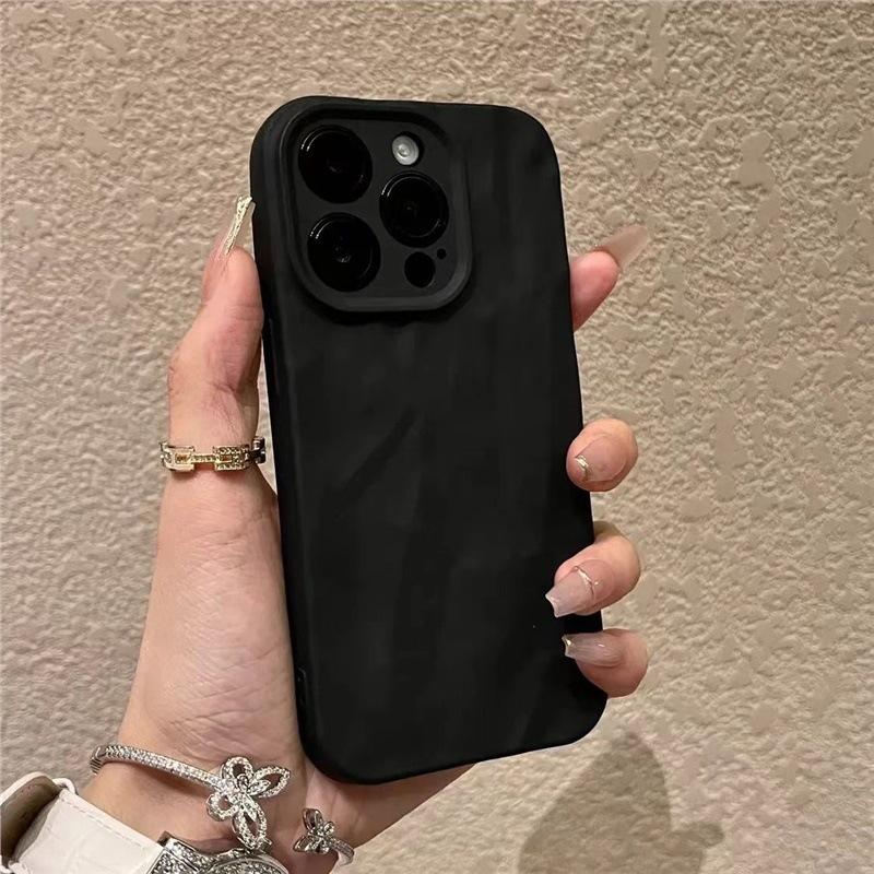 Ốp Điện Thoại Sáng Tạo, Họa Tiết Xếp Ly Màu Trơn Cho iPhone 17promax 17 14 Promax 13pro 12 11 15 7plus 16pro 8plus Xsmax 15pro XR 14pro, Ốp Chống Va Đập, Ốp Bảo Vệ Chống Rơi