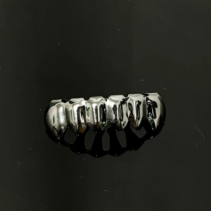 2025 NEW Gold Silver Color DIY 2/6 Top Bottom Glossy Teeth Grillz Hip Hip Tooth Caps For Women Men Jewelry Halloween Gift (Easter Gifts) Daily Gel 2