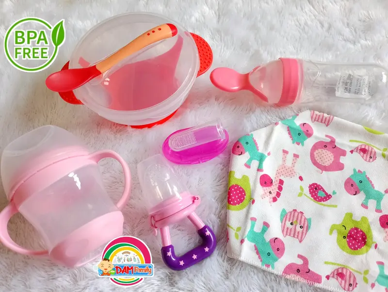 Paket Alat Mpasi Bayi Lengkap Peralatan Makan Bayi Perlengkapan Mpasi Bayi Mangkok Set Dot Buah Slabber Celemek Makan Bayi Sikat Gigi Sendok Silikon Bayi 2