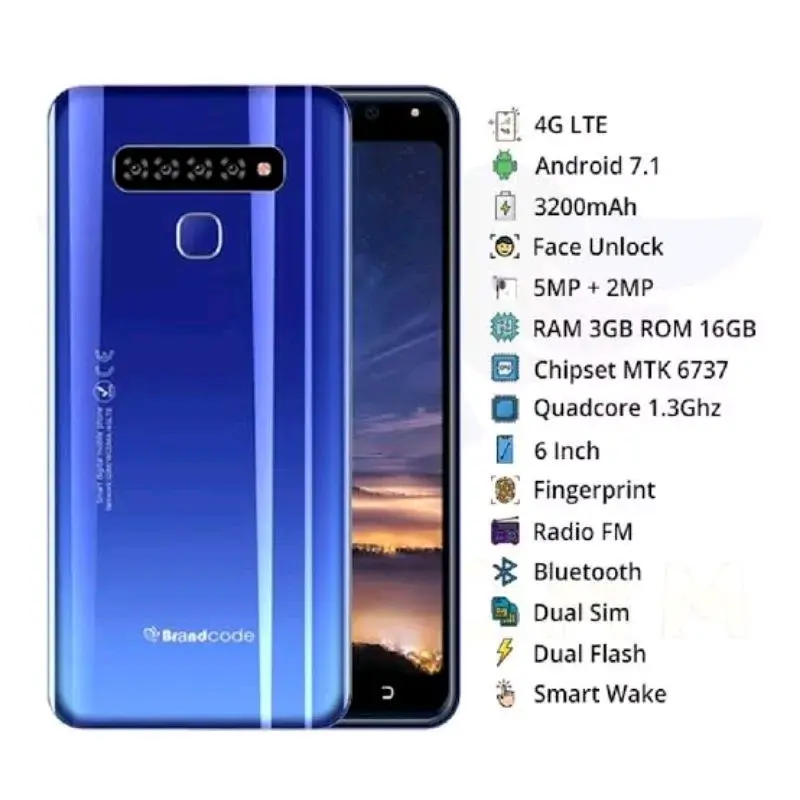brandcode l5f diamond ram 3/16gb garansi resmi brandcode Layar 6inch 0