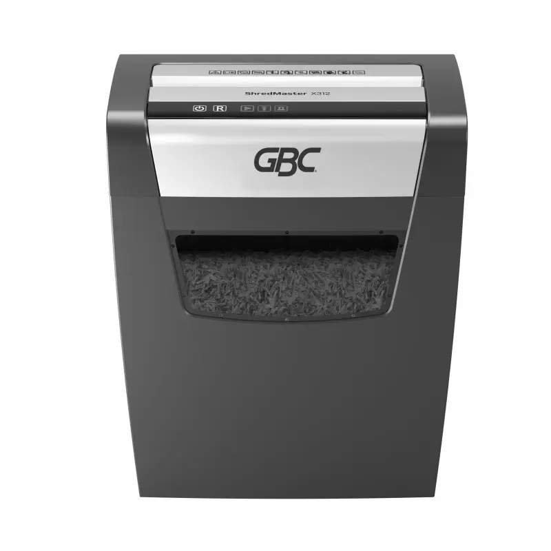 GBC X312 Paper Shredder. Maximum 12-13 Sheets of Paper per Pass. 23 Litre Bin Holds up to 200 Sheets.