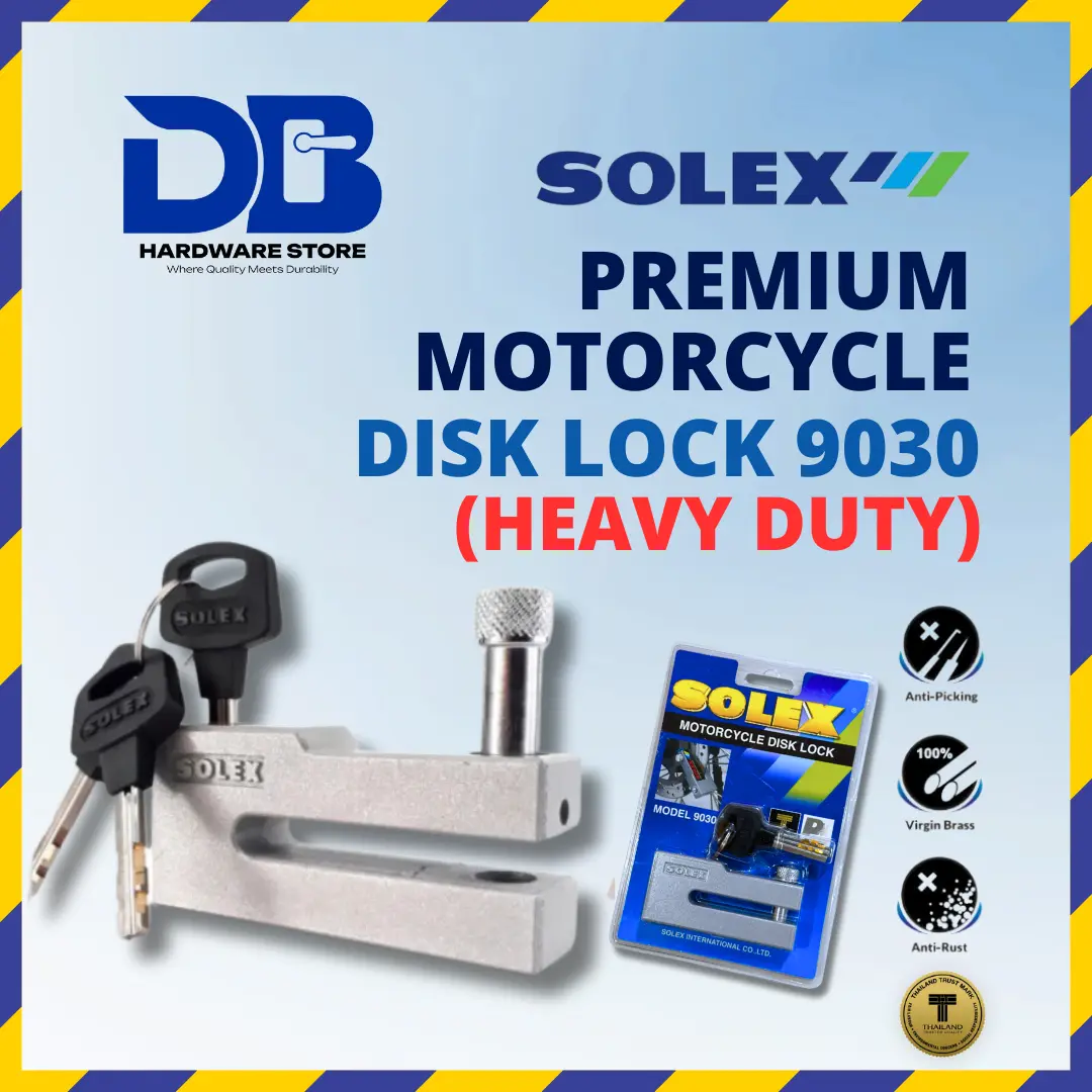 DB 100% SOLEX Premium Motorcycle Disk Lock 9030 (HEAVY DUTY) Anti Theft Kunci Motor Universal Motor Disk Lock Water Proof Y15 Y15ZR Y16 Y16ZR LC135 SRL 110 NYX 155 DASH FUTURE RS150 WAVE Accessories Motor Lock Key