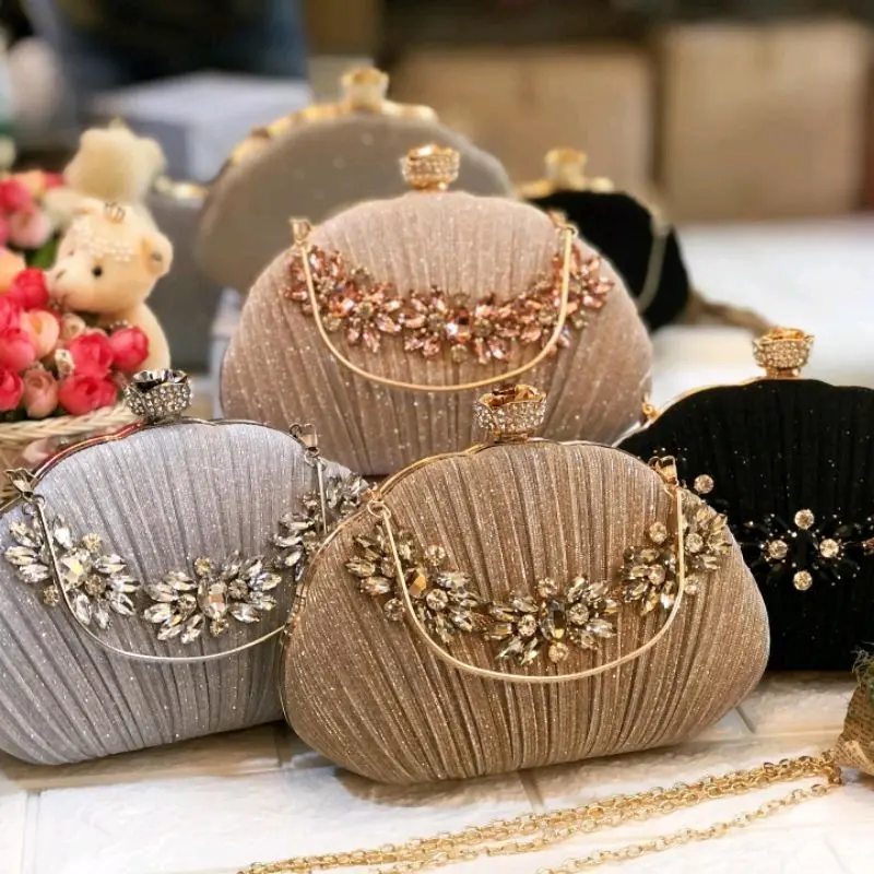 Tas Pesta PRESLEY Embellished Crystal Box Clutch Wanita 1