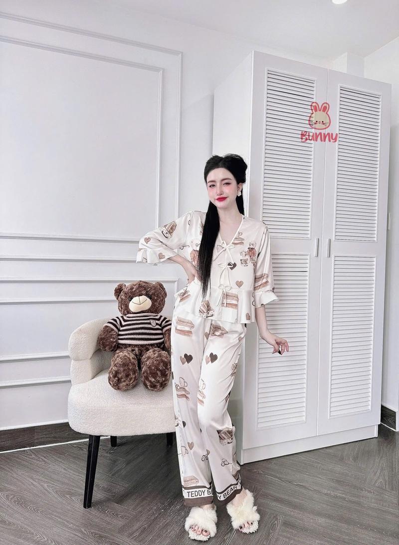 Product Introduction of Pyjama TNQD form babydoll - tay lỡ - chất liệu lụa latin - size <58kg Nữ 7