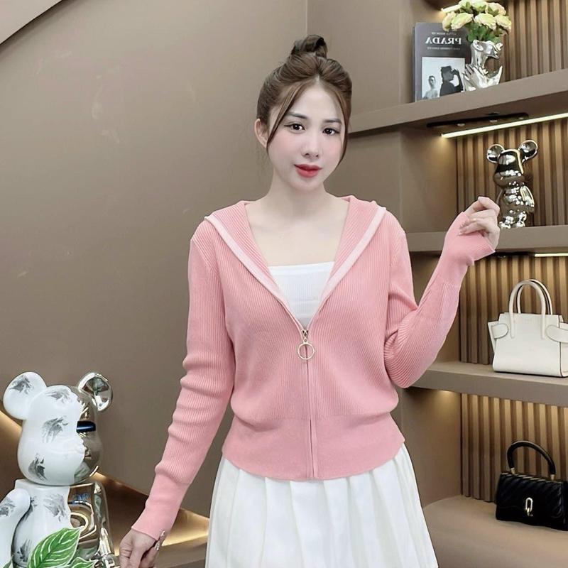 Áo Khoác Len Cardigan Nữ Có Nón – Freesize 45–60kg | Chất Len Gân Cao Cấp, Mặc Êm, Form Đẹp [Len Gân Mịn]