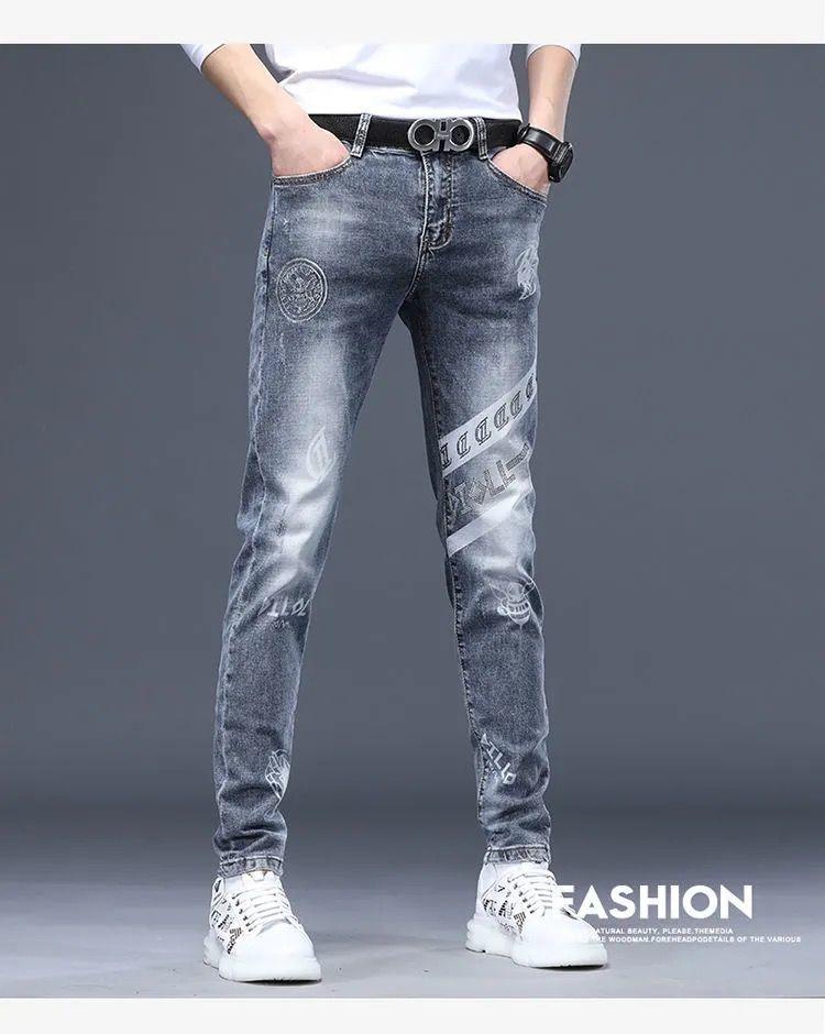 Product Introduction of Quần Dài Denim, Thời Trang Cao Cấp Của Nam Giới, In Hình Kim Cương Giả, Mỏng Vừa Vặn, Mỏng Vừa Vặn, Hàng Mới Về Thu Đông, Quần Dễ Phối Đồ Cho Nam Giới 7