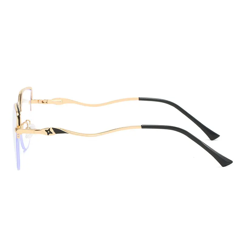 Vintage Metal Round Eyebrow Frame Ultra-light Cat Eye Myopia Glasses Fashionable Internet Celebrity Style Anti-blue Light Half-frame Glasses 4