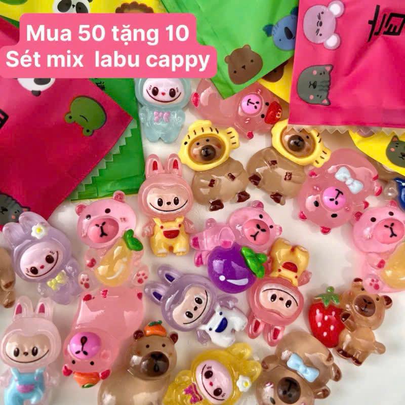 MUA SÉT 50 TẶNG 10 túi mù dạ quang labubu capybara Blind Bag Túi mù động vật phát sáng labubu capybara charm sáng