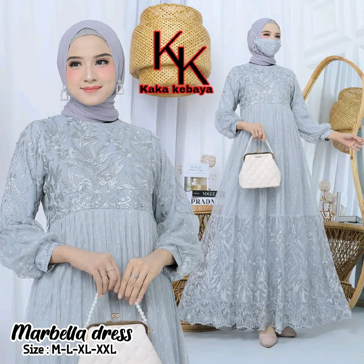 Marbella Dress / Gamis Marbella terbaru 2023 / gamis kekinian / gamis kondangan / gamis pesta / seragaman gamis / baju seragam pesta / gamis Bunga Cantik Muslim Kombinasi Mewah Lebaran Panjang Kerah Motif