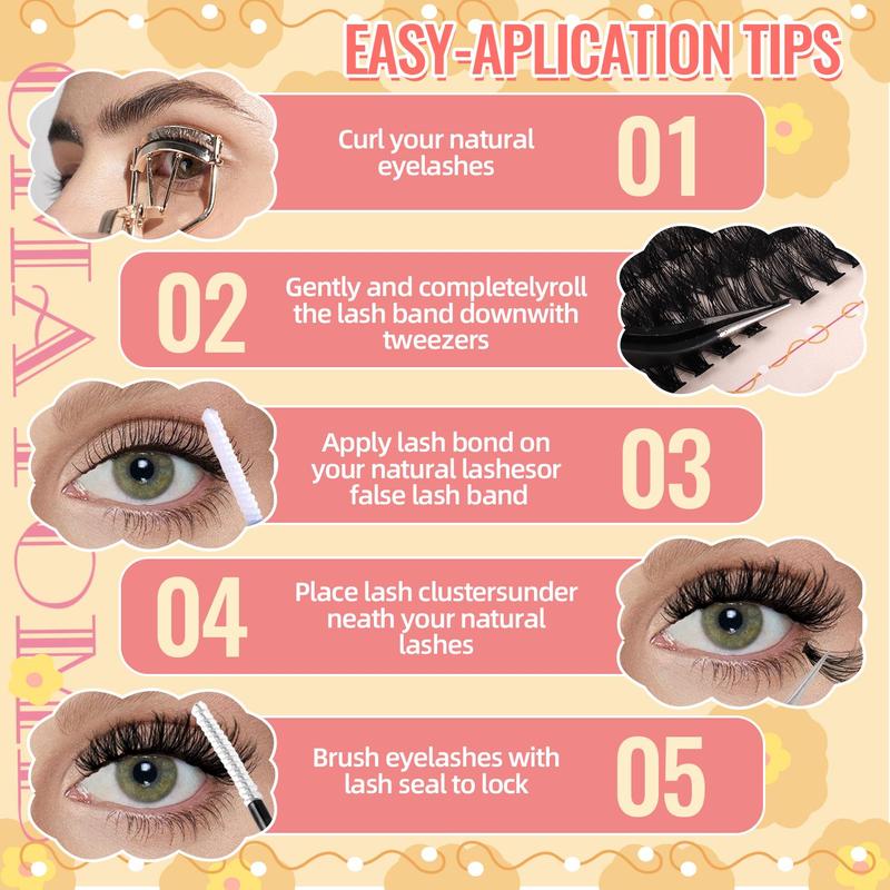 Natural Look Eyelash Extensions Kit, 464pcs Mixed Length Individual False Eyelashes with Tools, Professional Eye Makeup Accessories for Women & Girls 6