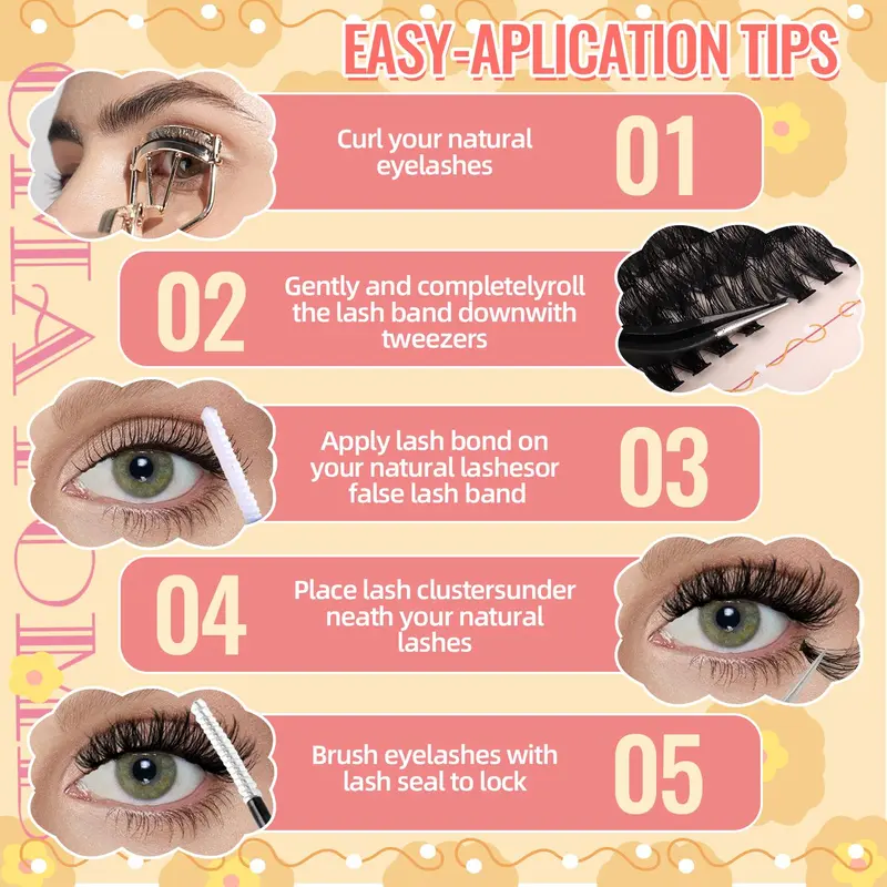 Natural Look Eyelash Extensions Kit, 464pcs Mixed Length Individual False Eyelashes with Tools, Professional Eye Makeup Accessories for Women & Girls 6