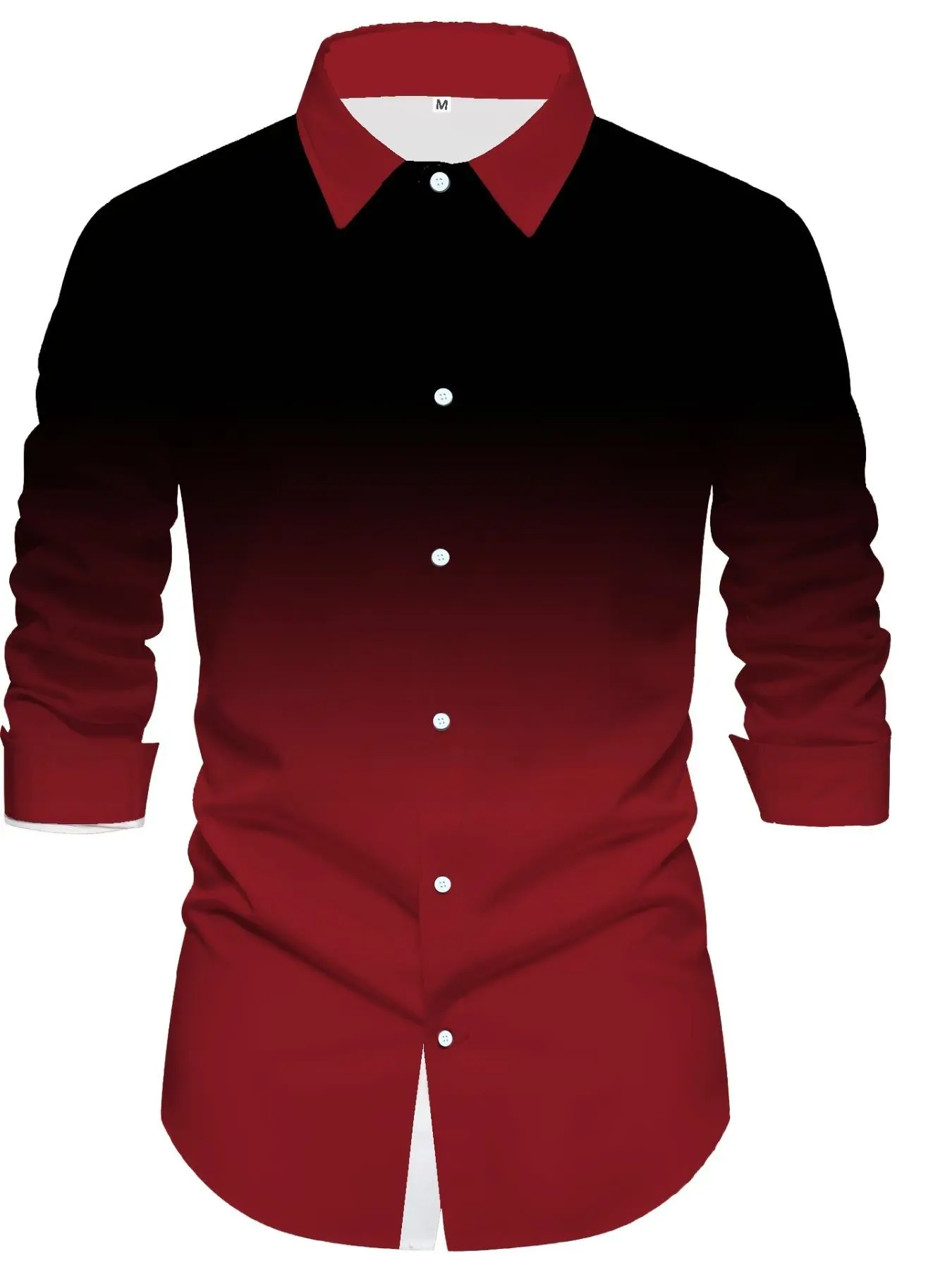 Men's Ombre Print Long Sleeve Shirt, Regular Fit Casual Comfy  Top for Spring & Fall, Men's Clothes for Daily Wear