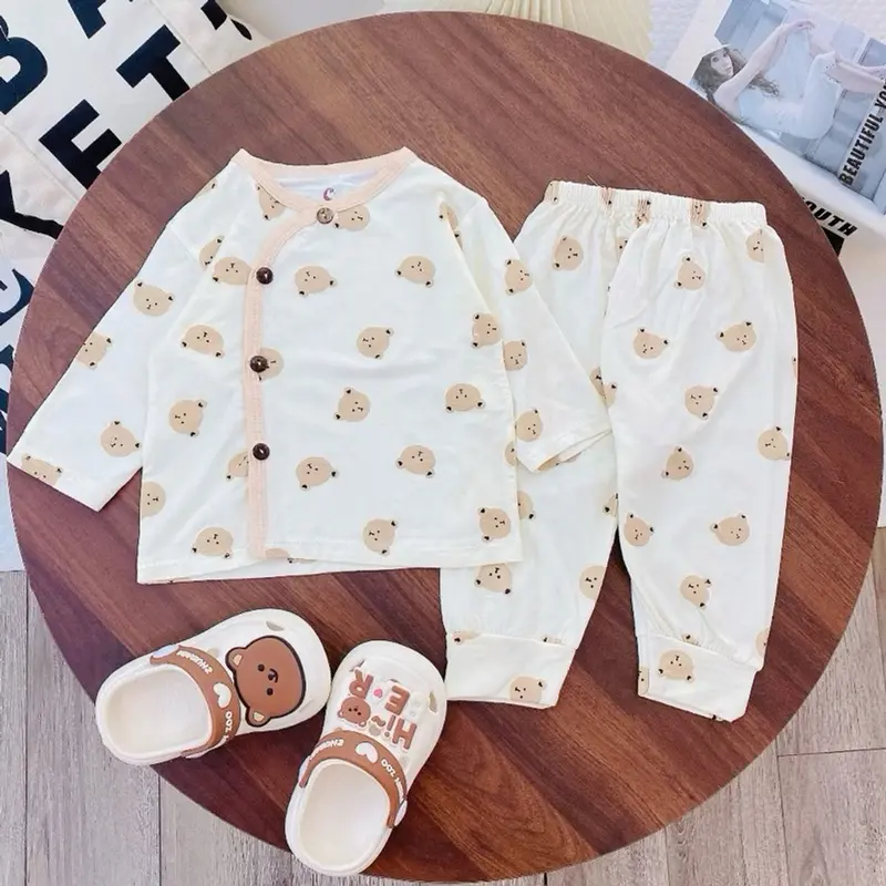 Combo 3 - 5 Bộ Quần Áo Sơ Sinh Thun Lạnh Dài Tay Cho Bé 2