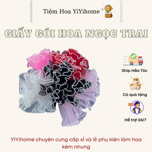 Giấy Gói Hoa Ngọc Trai 28cm *4m Sóng Sợi Ren Lưới Hoa Bó Hoa Tiệc Quà Tặng Ngày Lễ Tình Nhân Gói Vật Dụng